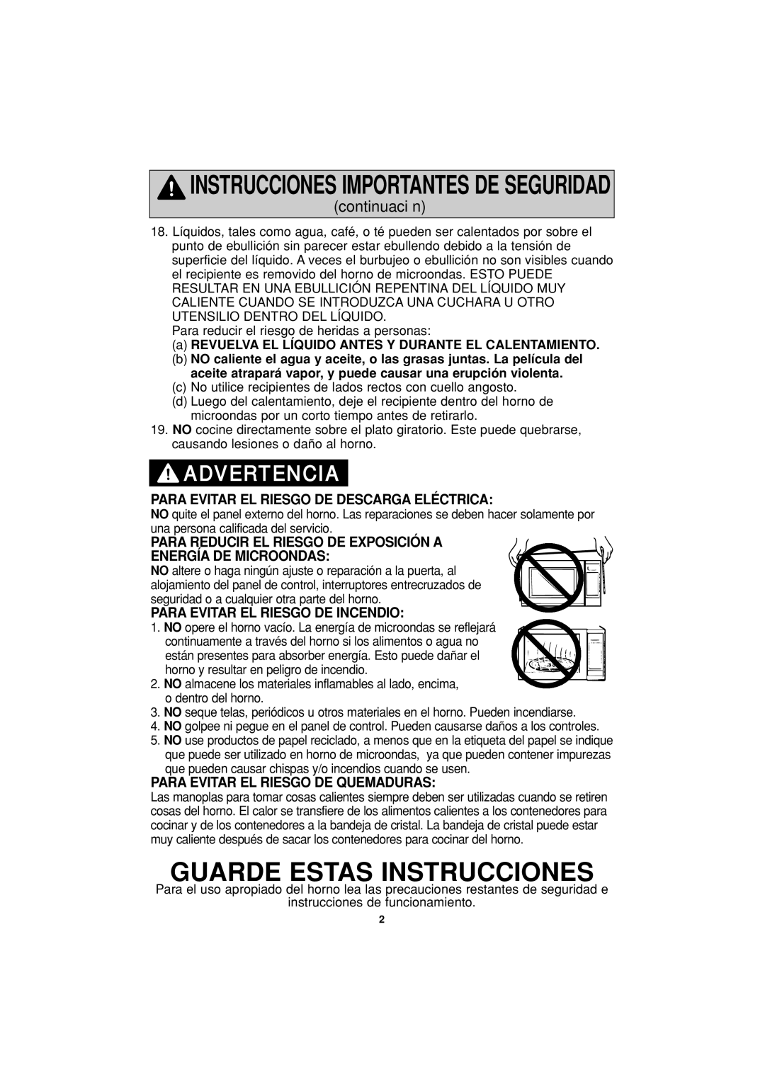 Panasonic NN-S624 operating instructions Guarde Estas Instrucciones 