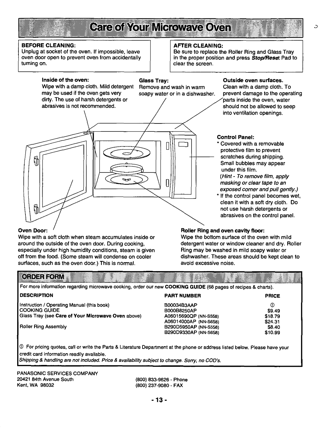 Panasonic NN-S558, NN-S658 manual 