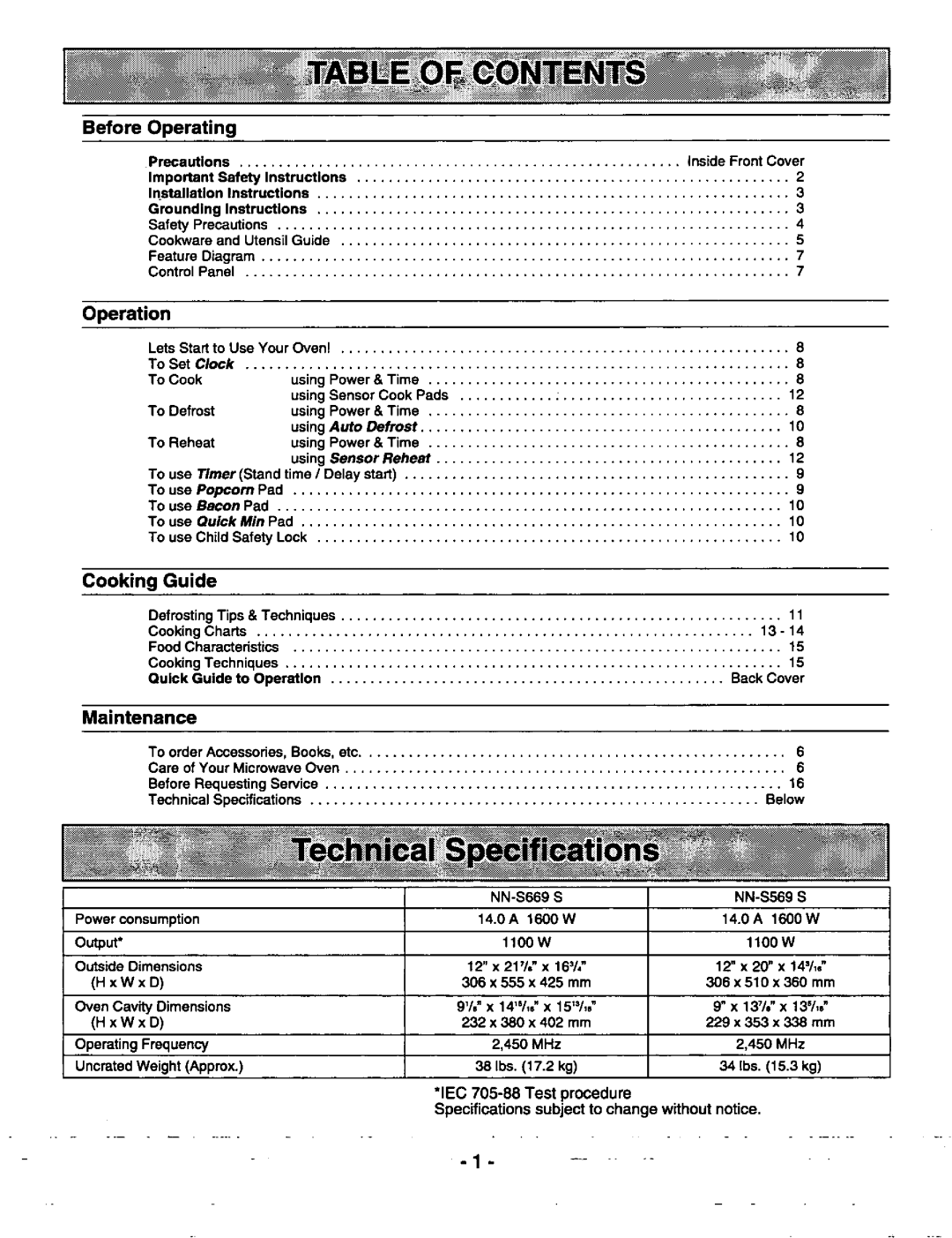 Panasonic NN-S569 S, NN-S669 S manual 