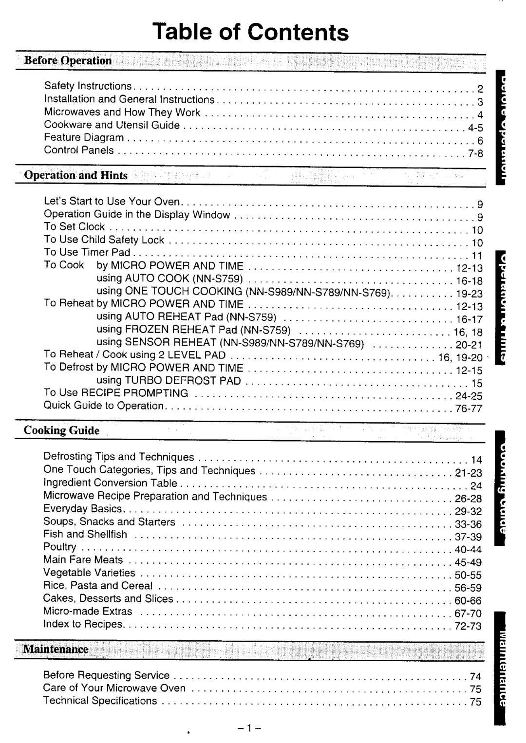 Panasonic NN-S769, NN-S759 manual 