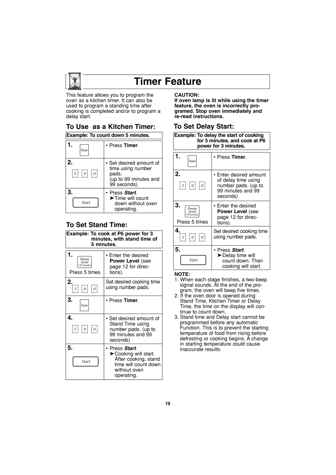 Panasonic NN-S763, NN-T763, NN-S963 Timer Feature, To Use as a Kitchen Timer, To Set Stand Time, To Set Delay Start 