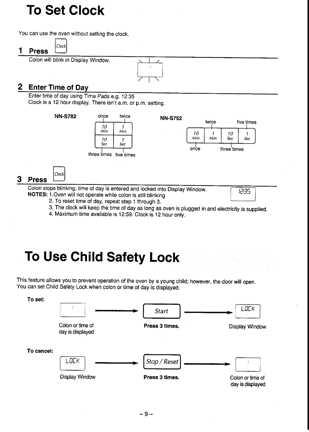 Panasonic NN-S752, NN-S782 manual 