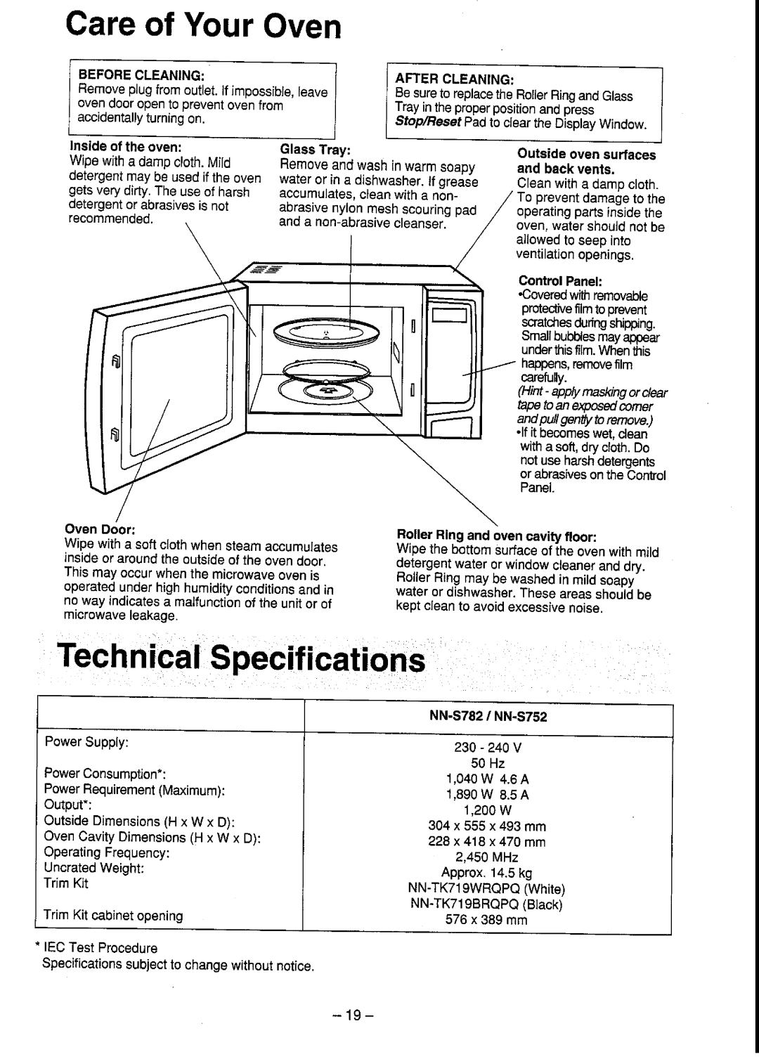 Panasonic NN-S752, NN-S782 manual 