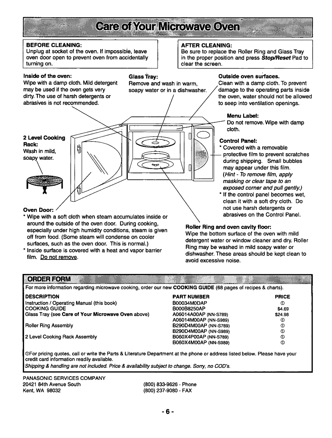 Panasonic NN-S789, NN-S989 manual 