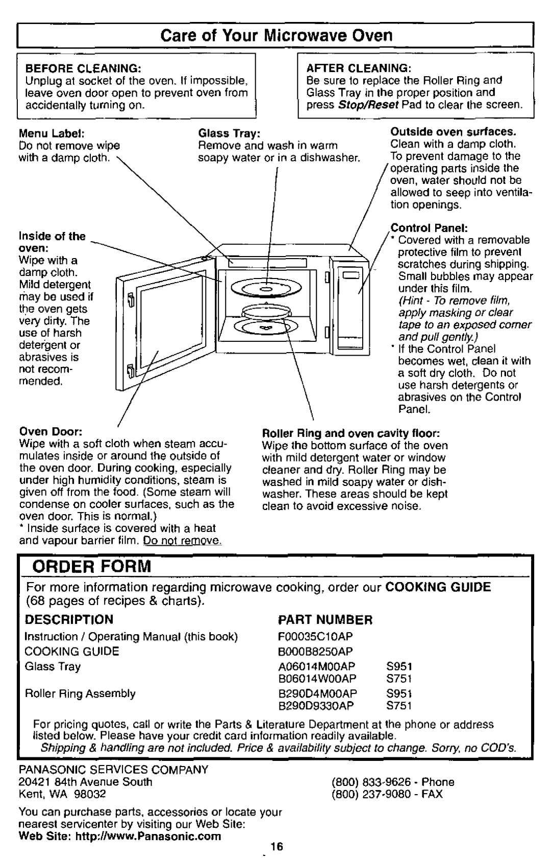 Panasonic NN-S951, NN-S751 manual 