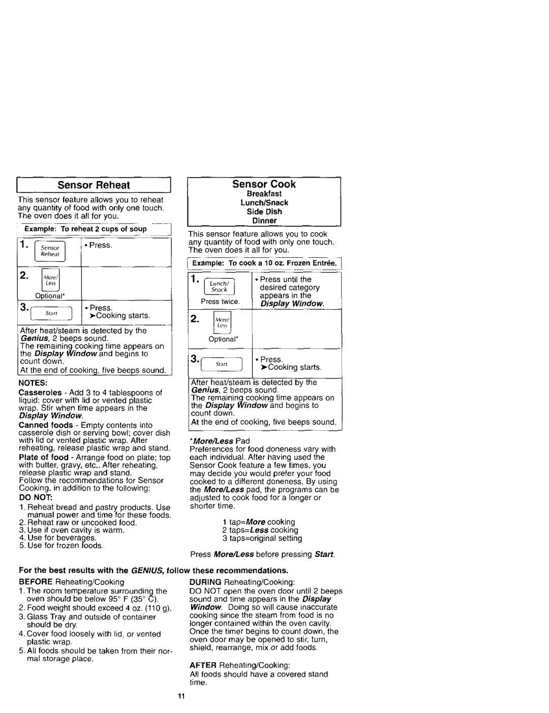 Panasonic NN-S961 manual Sensor Reheat Sensor Cook, Display Window 