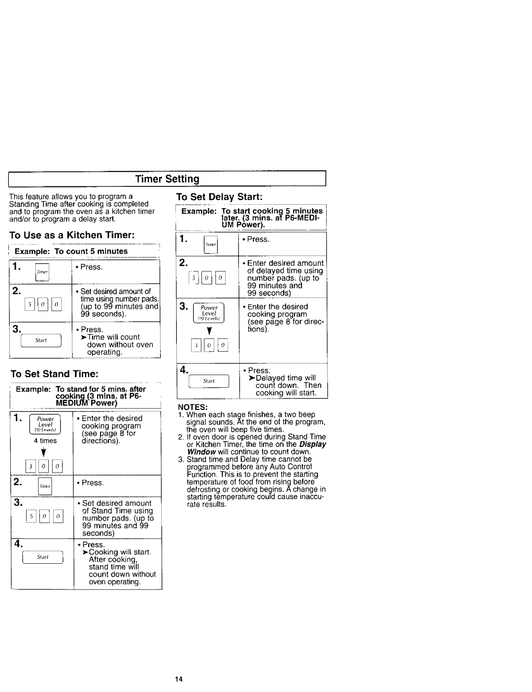 Panasonic NN-S961 manual Setting, To Set Delay Start, To Use as a Kitchen Timer, To Set Stand Time 