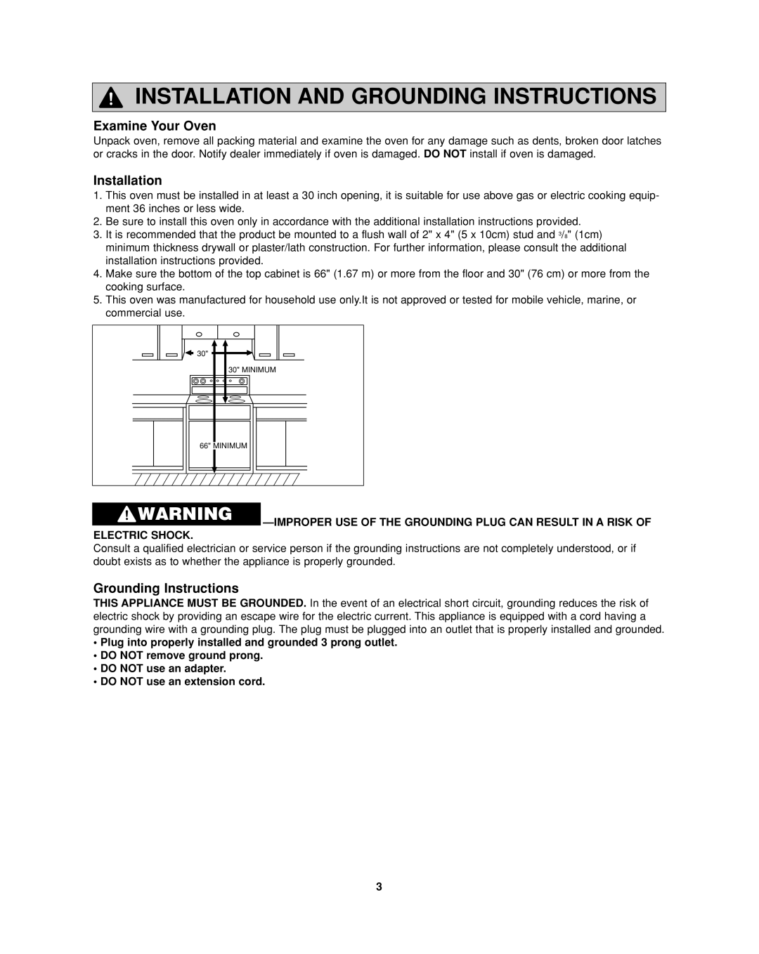 Panasonic NN-SD277SR, NN-SD277WR, NN-SD277BR operating instructions Examine Your Oven, Installation, Grounding Instructions 