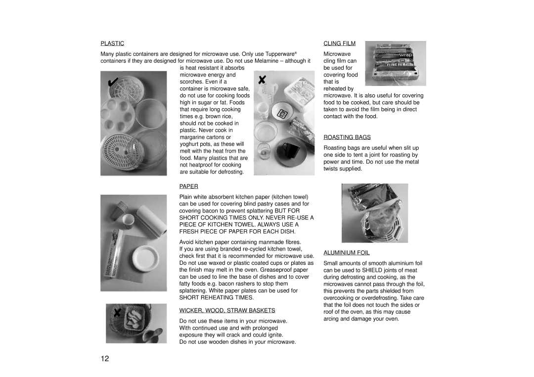 Panasonic NN-SD456, NN-SD446, NN-SD466 manual Plastic 