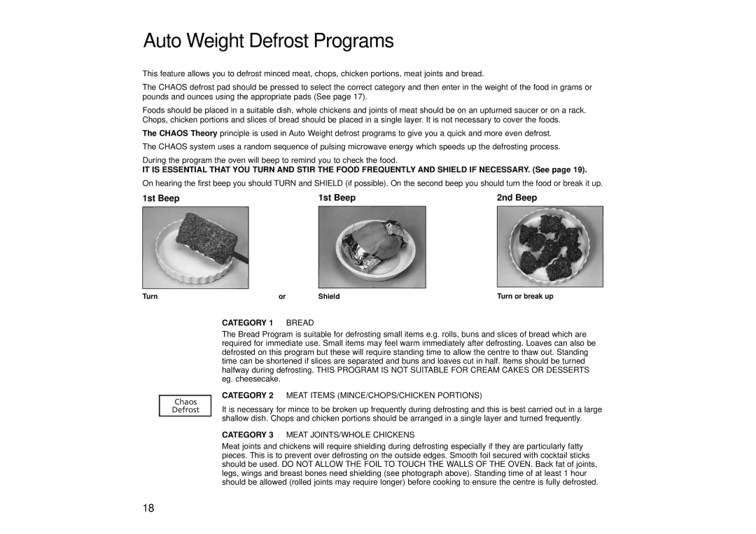 Panasonic NN-SD456, NN-SD446, NN-SD466 manual Auto Weight Defrost Programs, Turn Shield 