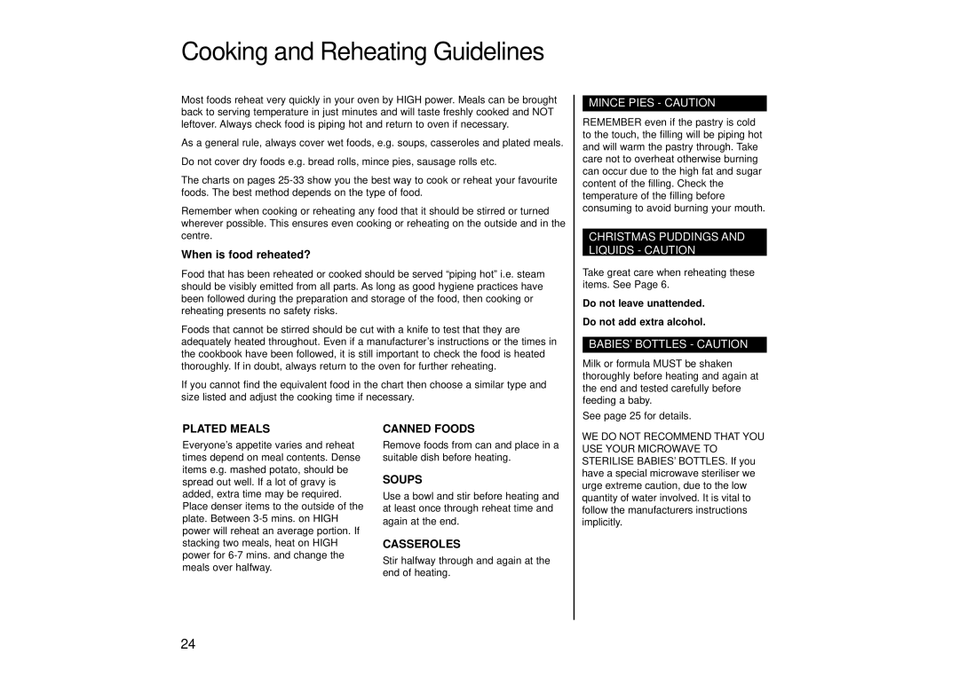 Panasonic NN-SD456, NN-SD446, NN-SD466 manual Cooking and Reheating Guidelines, When is food reheated? 