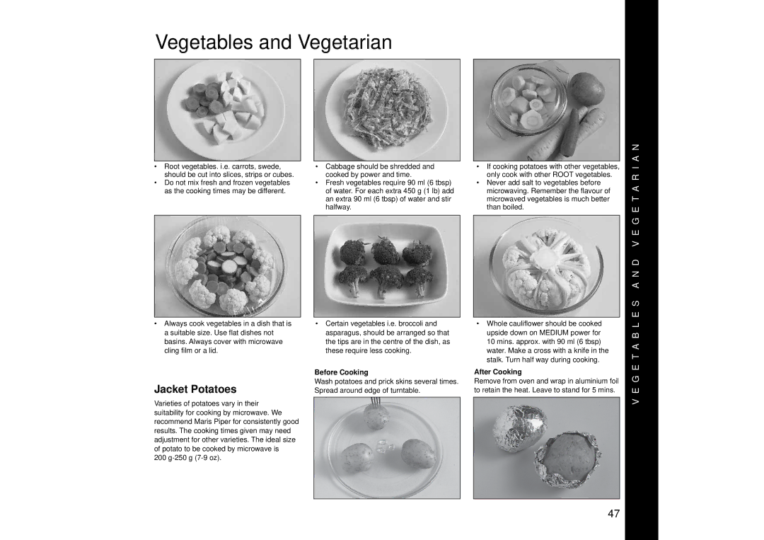 Panasonic NN-SD466, NN-SD446, NN-SD456 manual Vegetables and Vegetarian, Before Cooking, After Cooking 