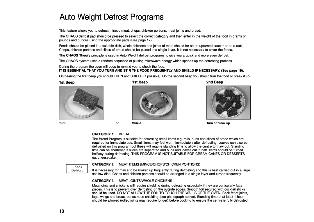 Panasonic NN-SD456, NN-SD446, NN-SD466 manual Auto Weight Defrost Programs, 1st Beep, 2nd Beep, Category, Bread 