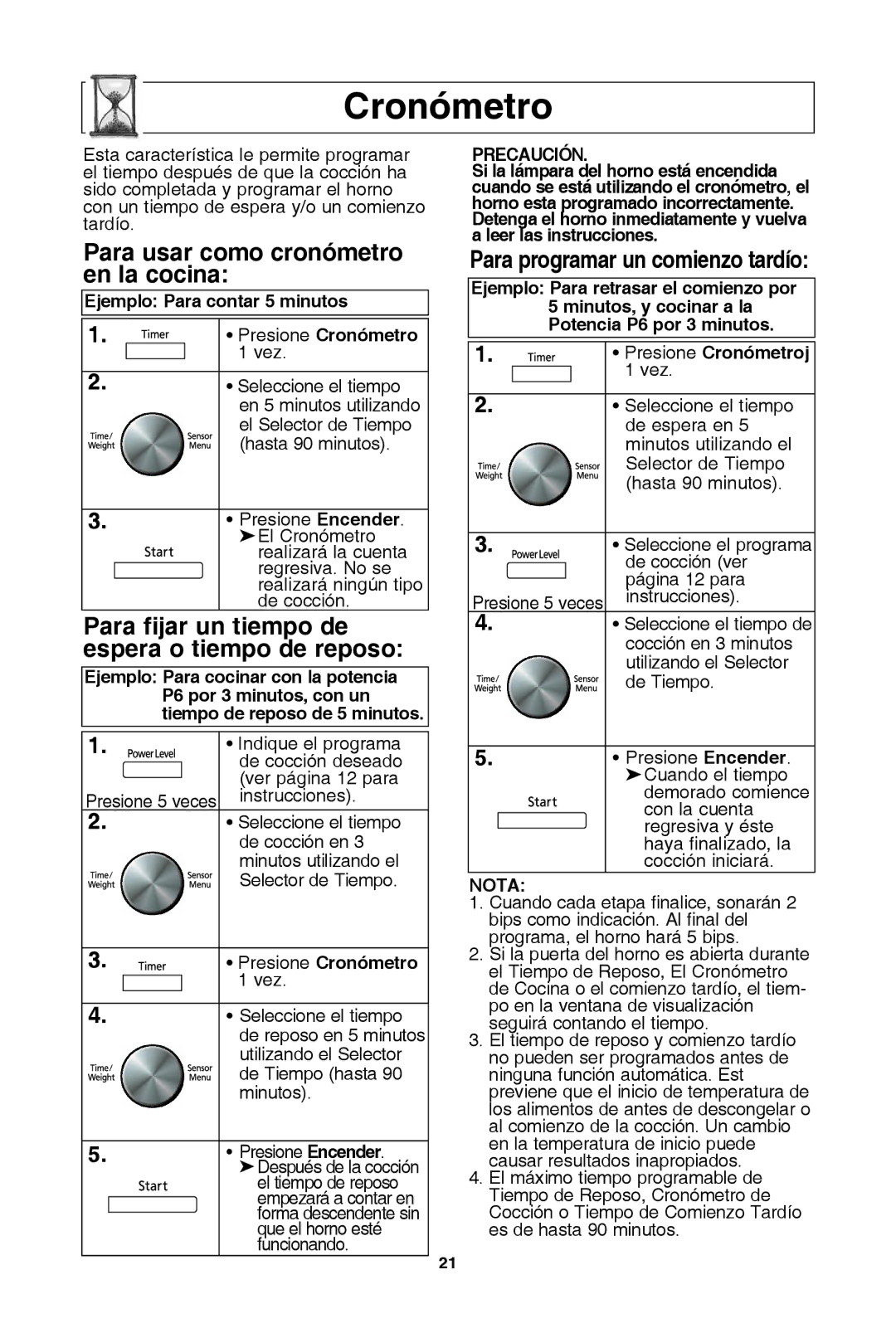 Panasonic NN-SD681S Cronómetro, Para usar como cronómetro en la cocina, Para fijar un tiempo de espera o tiempo de reposo 