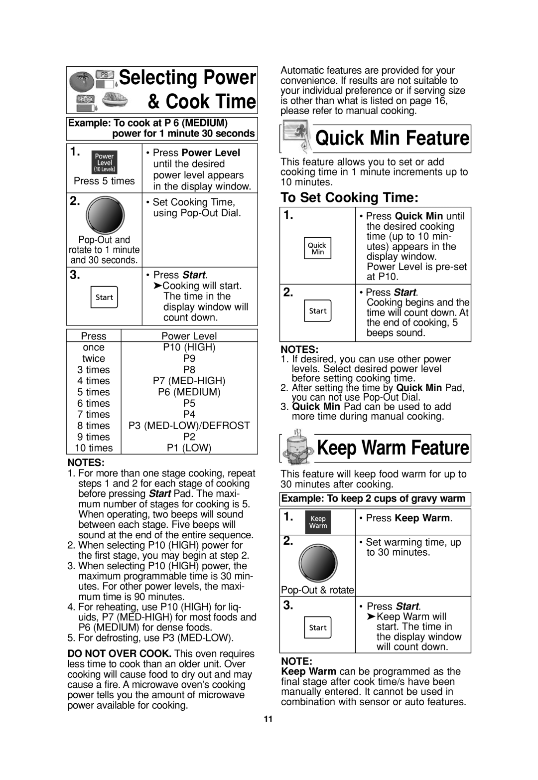 Panasonic NN-SD697S operating instructions To Set Cooking Time, Press Power Level, Example To keep 2 cups of gravy warm 