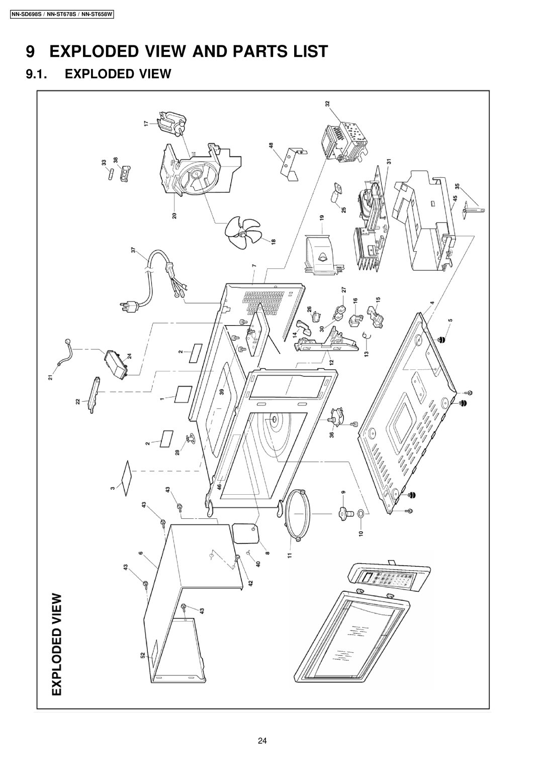 Panasonic NN-SD698S, NN-ST678S, NN-ST658W manual Exploded View and Parts List 