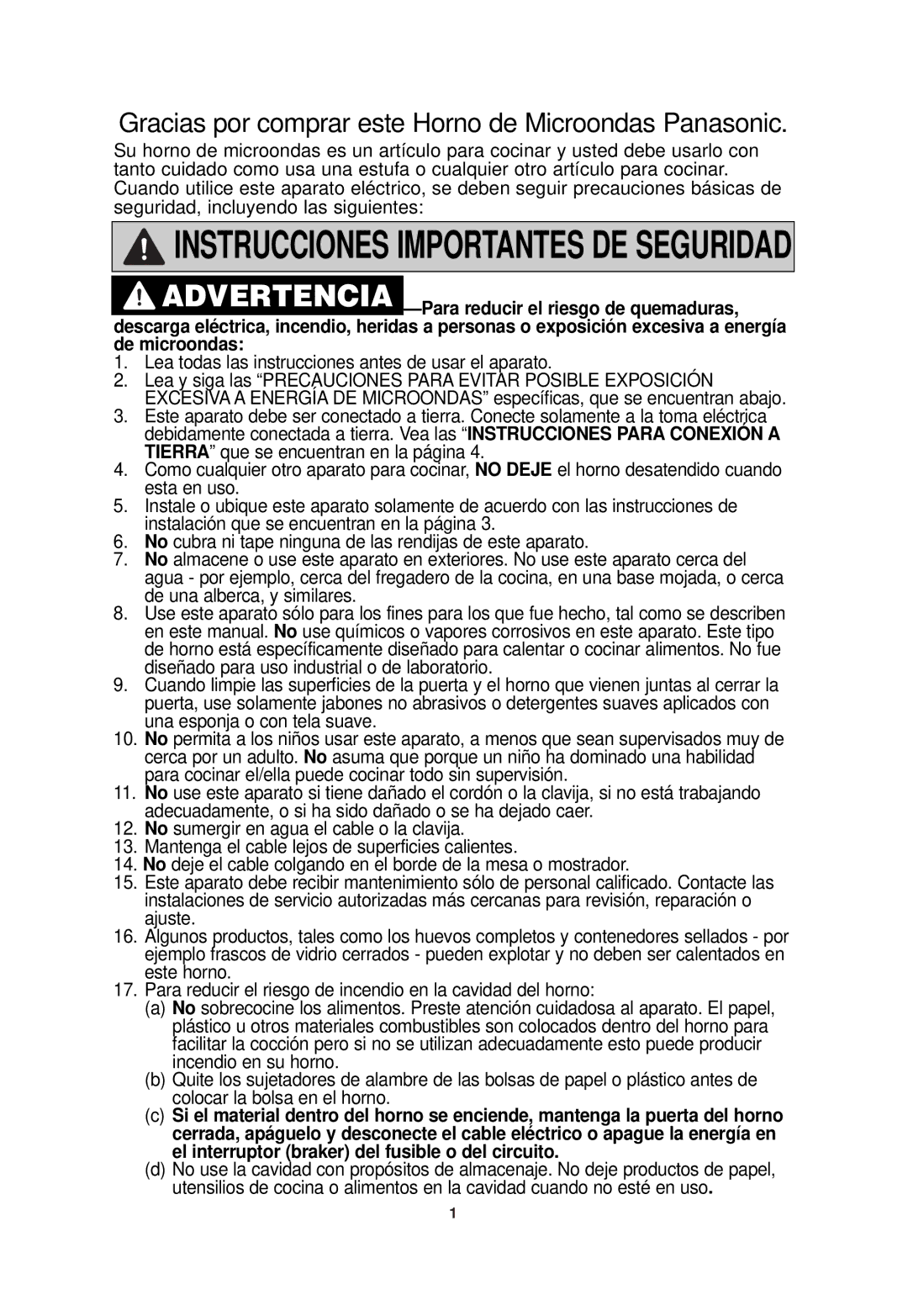 Panasonic NN-SD768W, NN-SD768B operating instructions Instrucciones Importantes DE Seguridad 