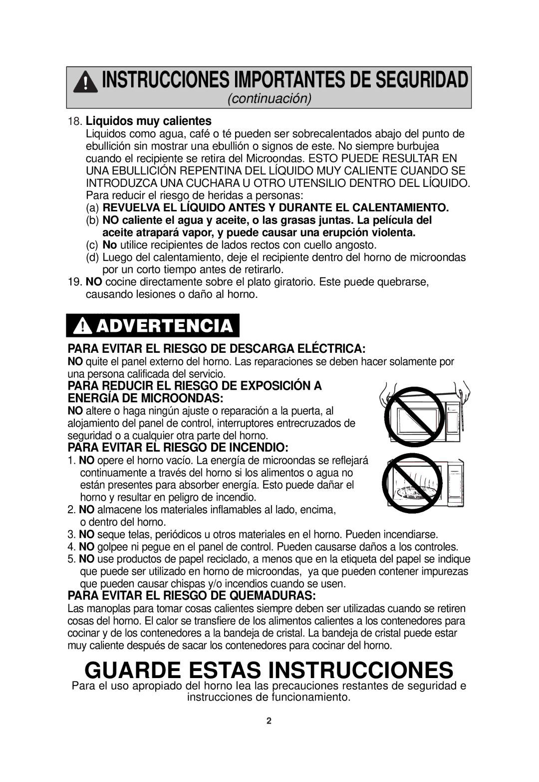 Panasonic NN-SD768B, NN-SD768W Liquidos muy calientes, Revuelva EL Líquido Antes Y Durante EL Calentamiento 