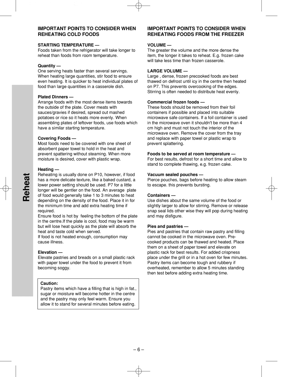 Panasonic NN-SD786S manual Starting Temperature, Large Volume 