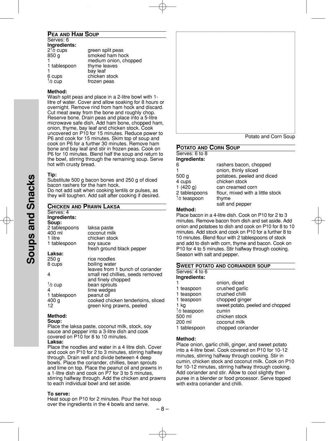 Panasonic NN-SD786S manual Tip, Ingredients Soup, Laksa, Method Soup, To serve 