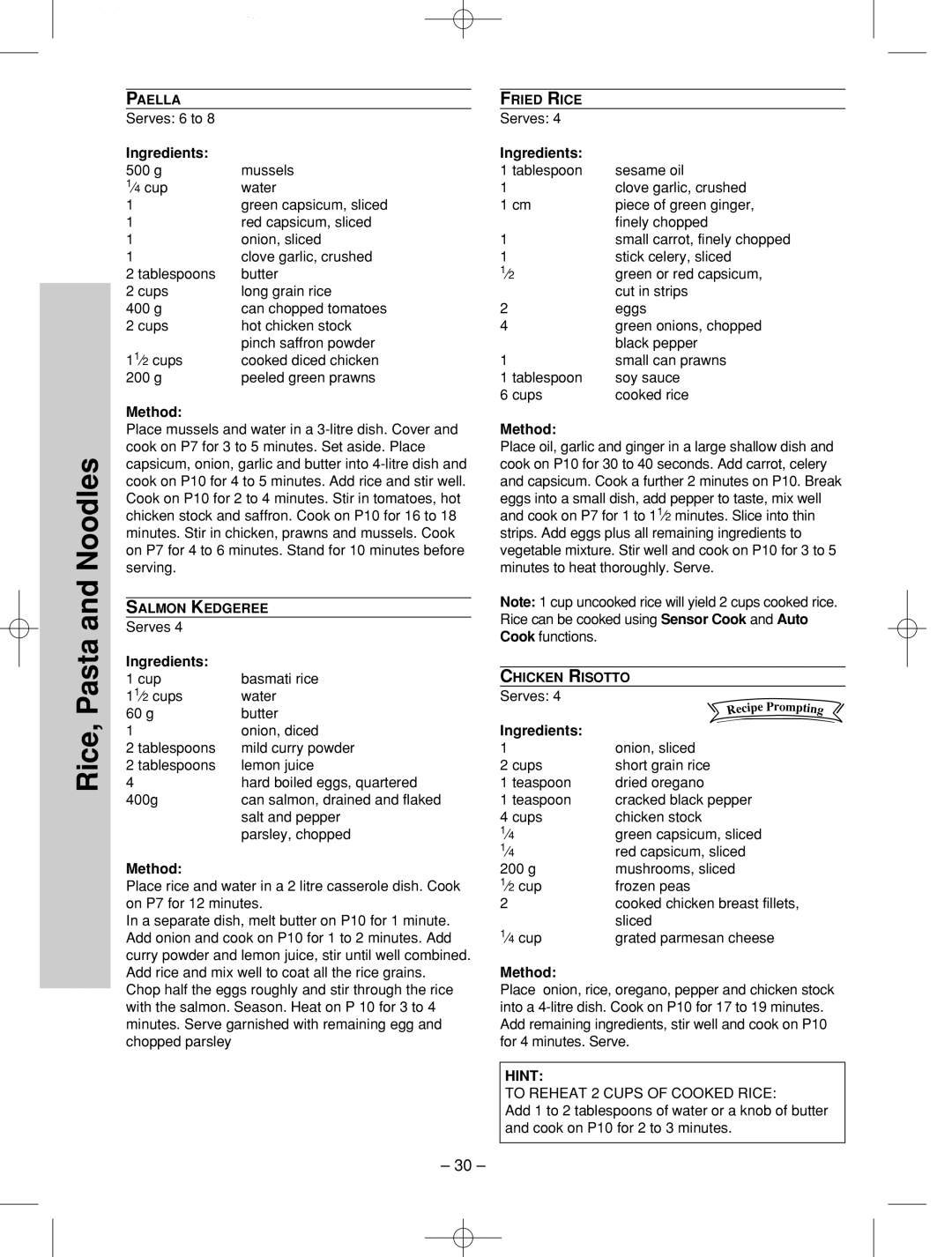 Panasonic NN-SD786S manual Pasta 