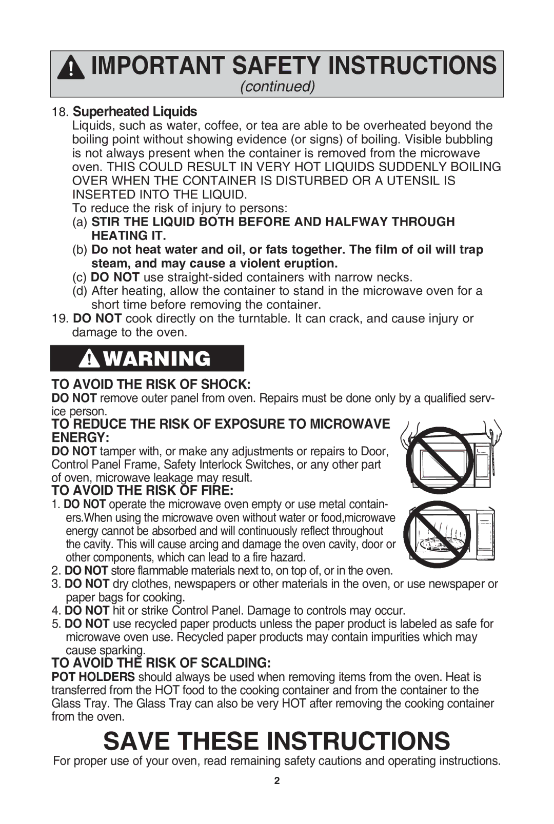 Panasonic NN-SD962S, NN-SD762S, NN-SD972S, NN-SD772S warranty Superheated liquids 