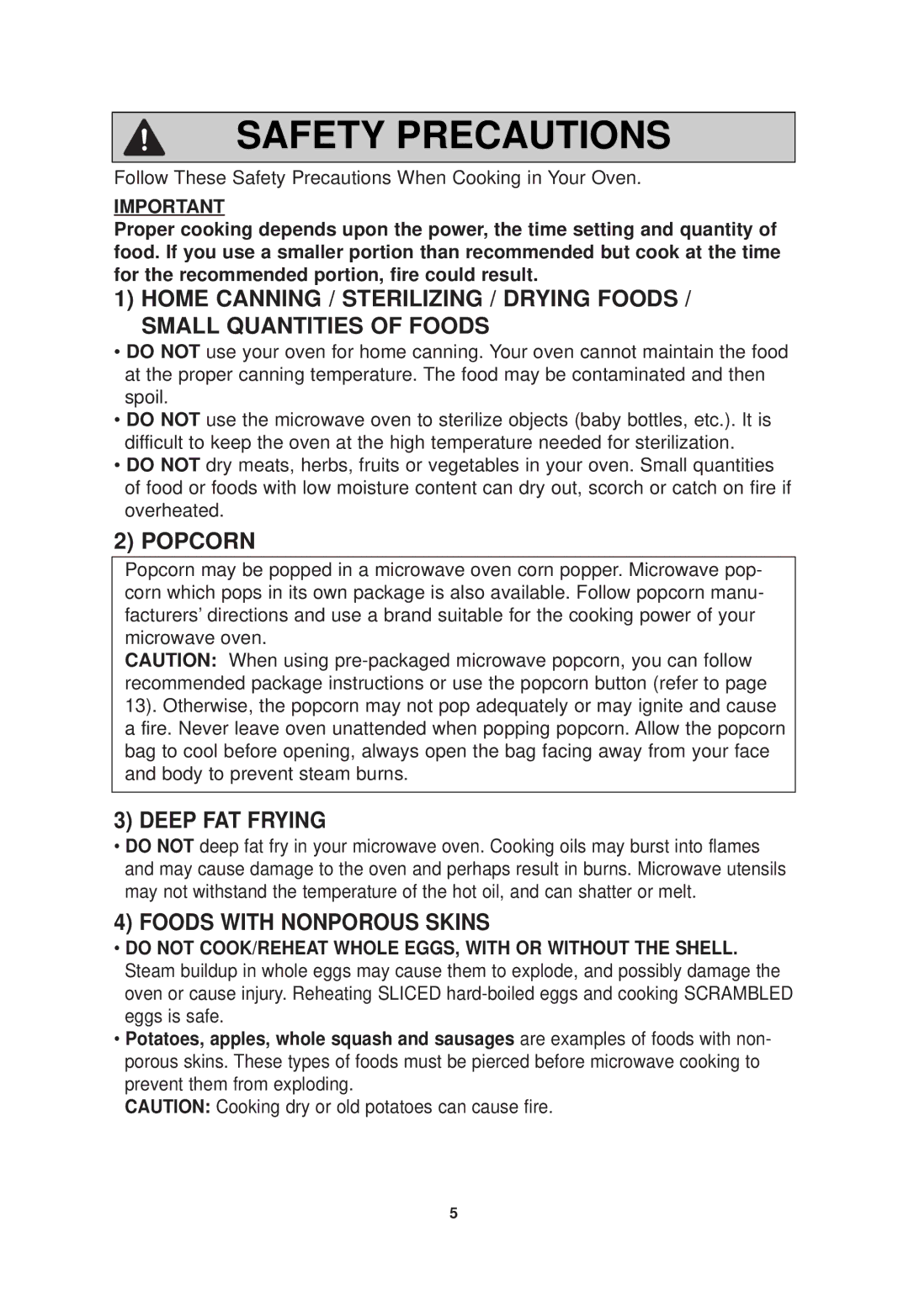 Panasonic NN-SD778, NN-SD978 important safety instructions Safety Precautions 