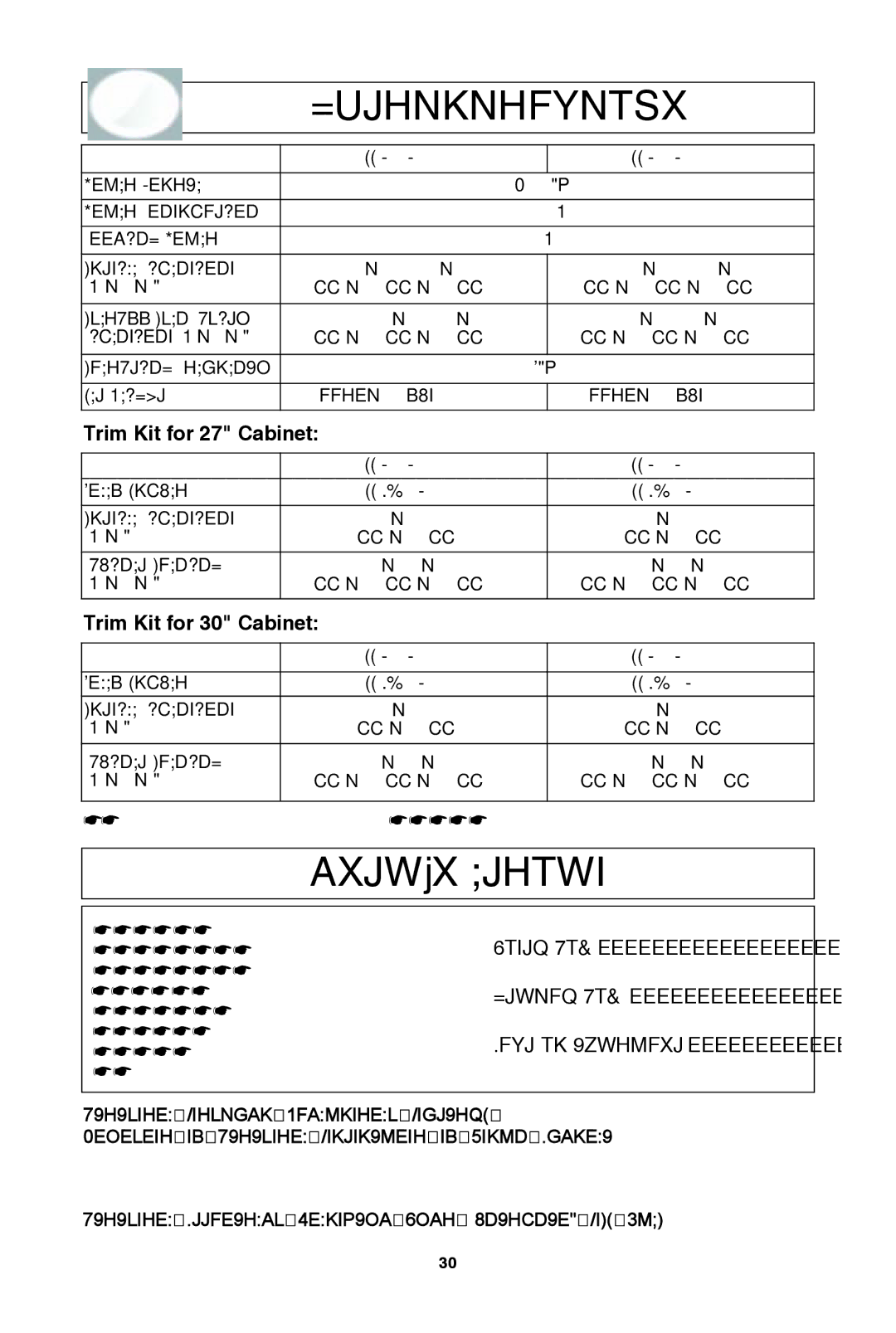 Panasonic IP3999_38N04AP_01_111206.qxd, NN-SE782S, NN-SE982S Trim Kit for 27 cabinet, Trim Kit for 30 cabinet, Model Number 