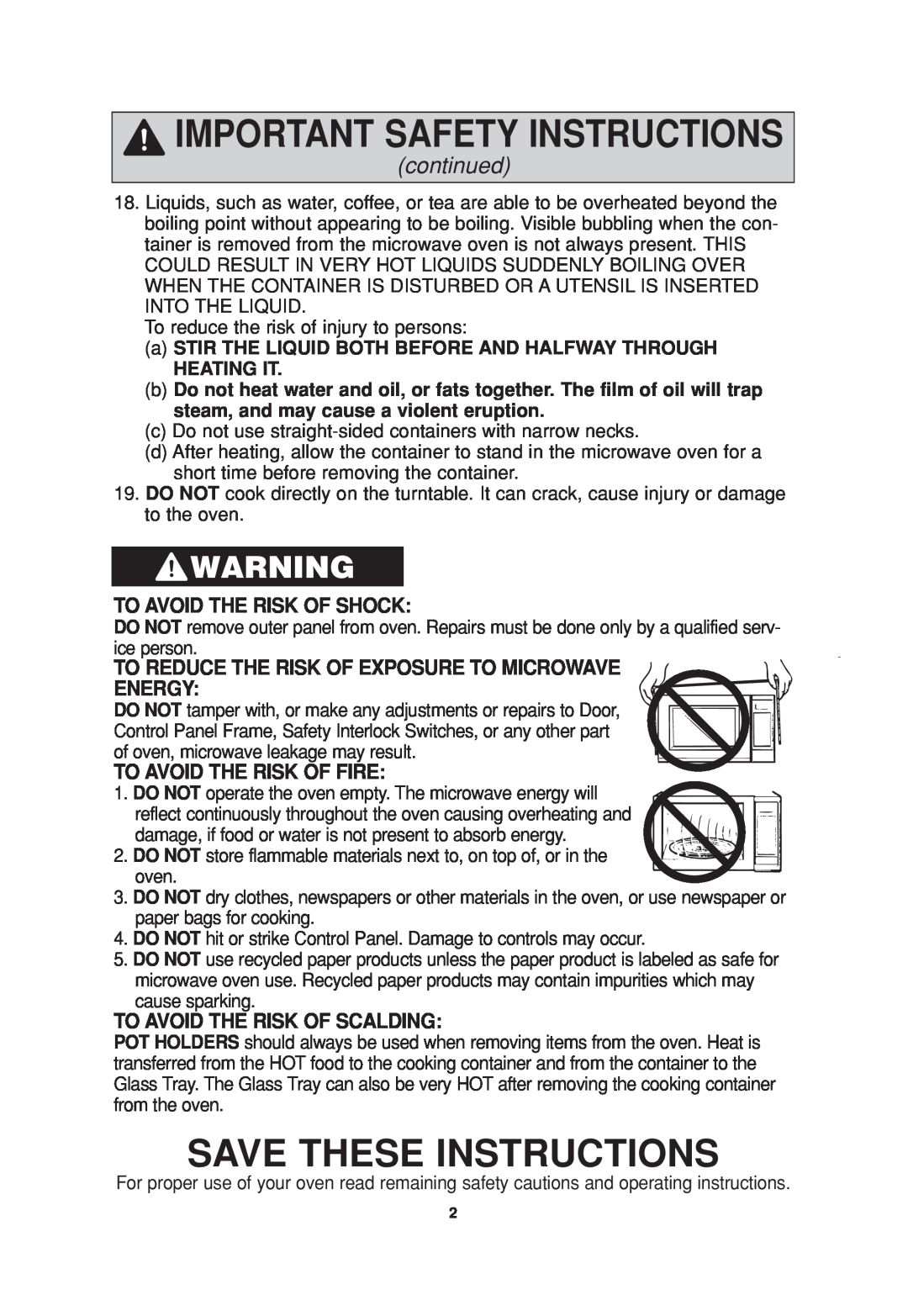 Panasonic NN-SN757 Save These Instructions, Important Safety Instructions, continued, To Avoid The Risk Of Shock, Energy 