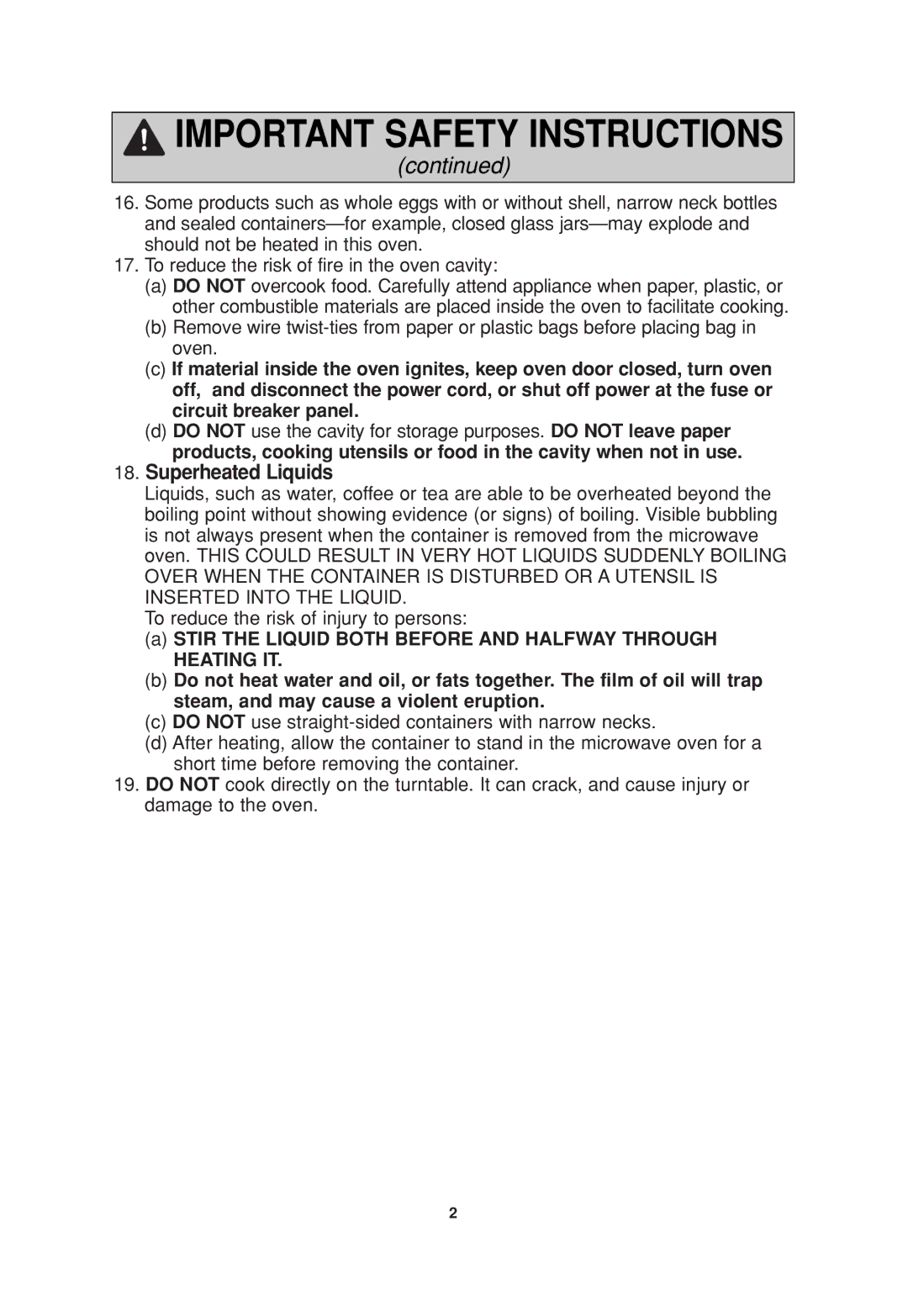 Panasonic NN-SN960S operating instructions Superheated Liquids 