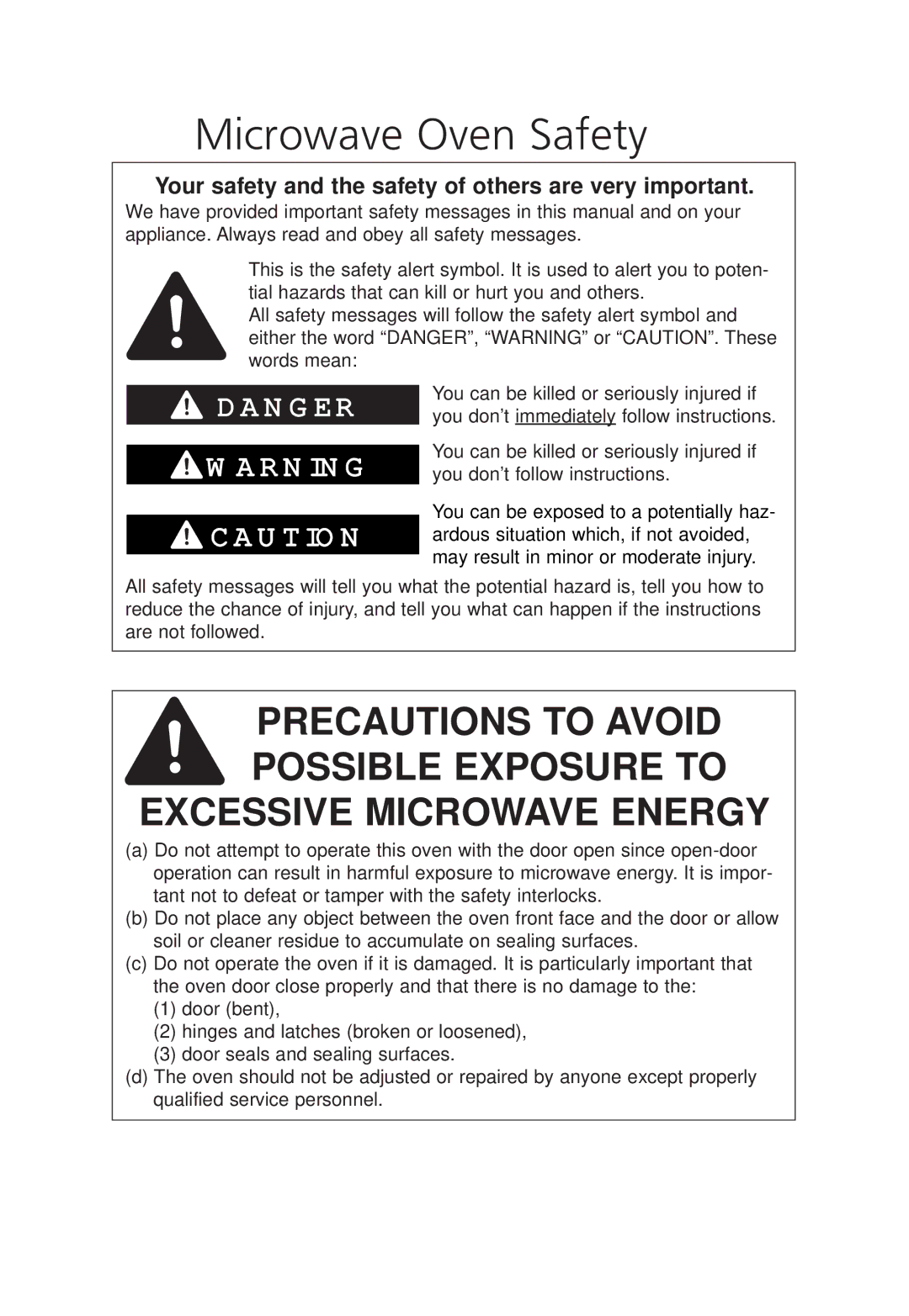 Panasonic NN-SN960S operating instructions Microwave Oven Safety, Your safety and the safety of others are very important 