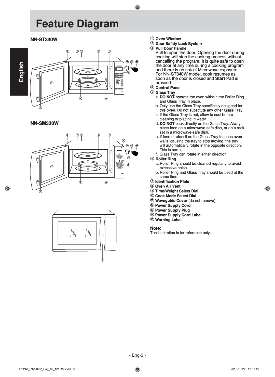 Panasonic Feature Diagram, cooking will stop the cooking process without, For NN-ST340W model, cook resumes as, pressed 