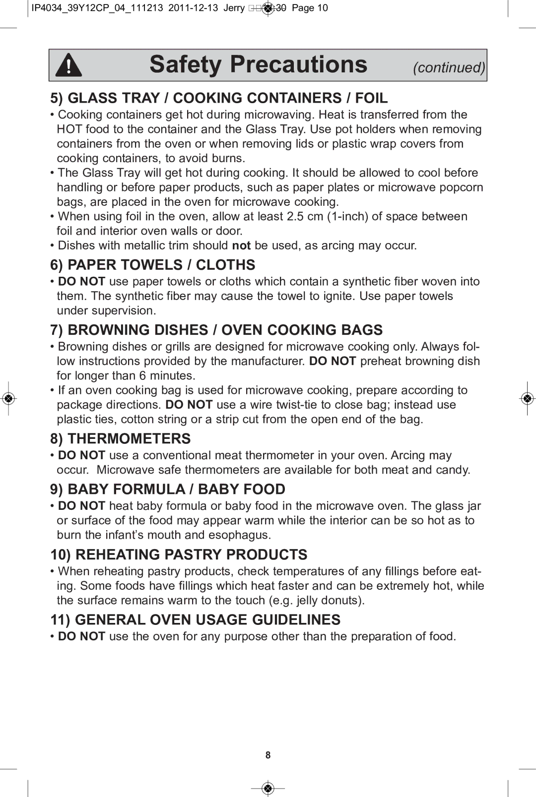 Panasonic NN-ST651W Glass Tray / Cooking Containers / Foil, Paper Towels / Cloths, Browning Dishes / Oven Cooking Bags 