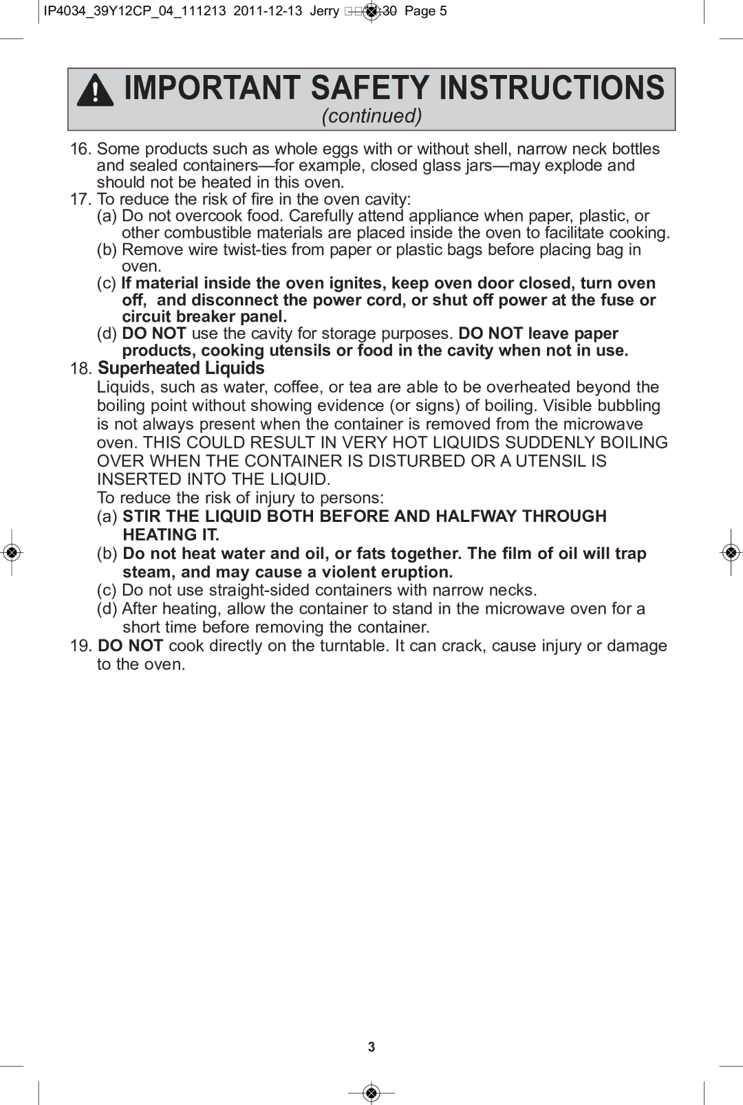 Panasonic NN-ST651B, NN-ST671S, NN-ST652W, NN-ST642W, NN-ST651W, NN-ST632W, NN-ST661S manual Important Safety Instructions 