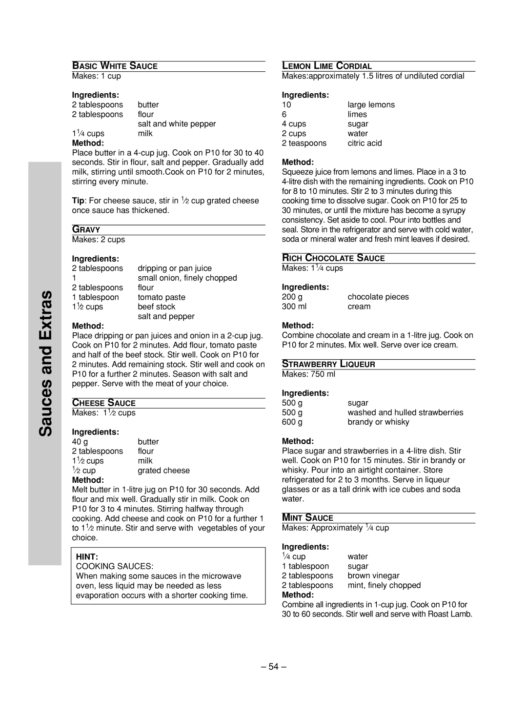 Panasonic NN-ST780S, NN-ST680S manual Ingredients 2 tablespoons 2 tablespoons 