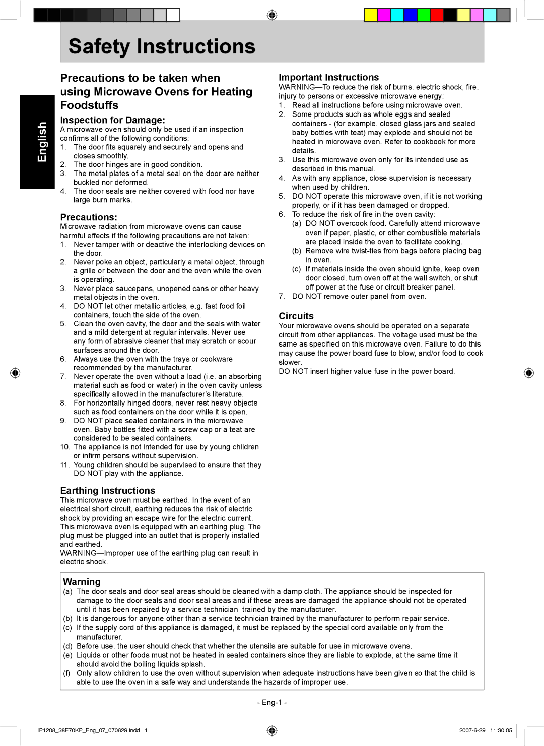 Panasonic NN-ST757W manual Safety Instructions 