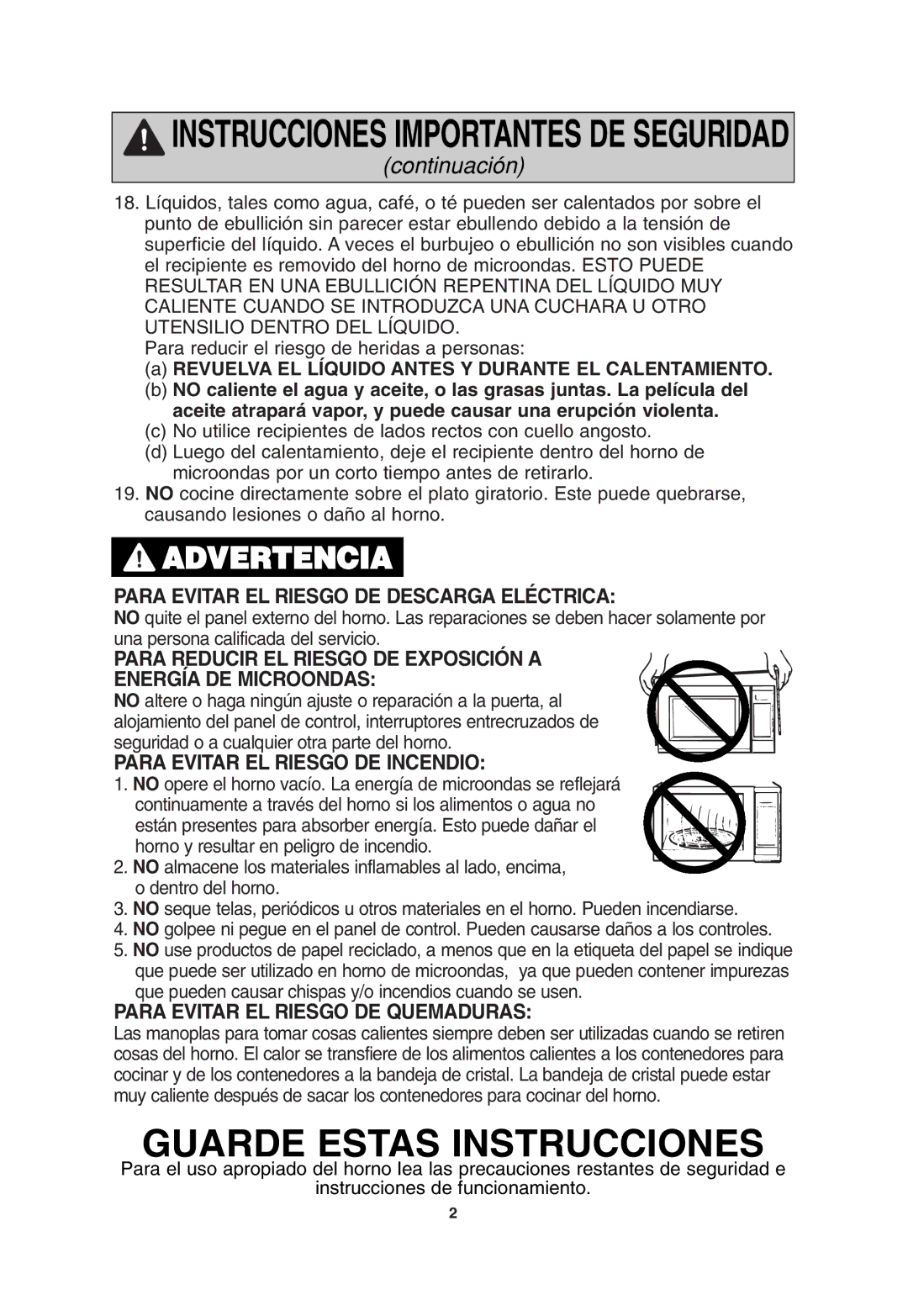 Panasonic NN-T685, NN-T675 operating instructions Guarde Estas Instrucciones 