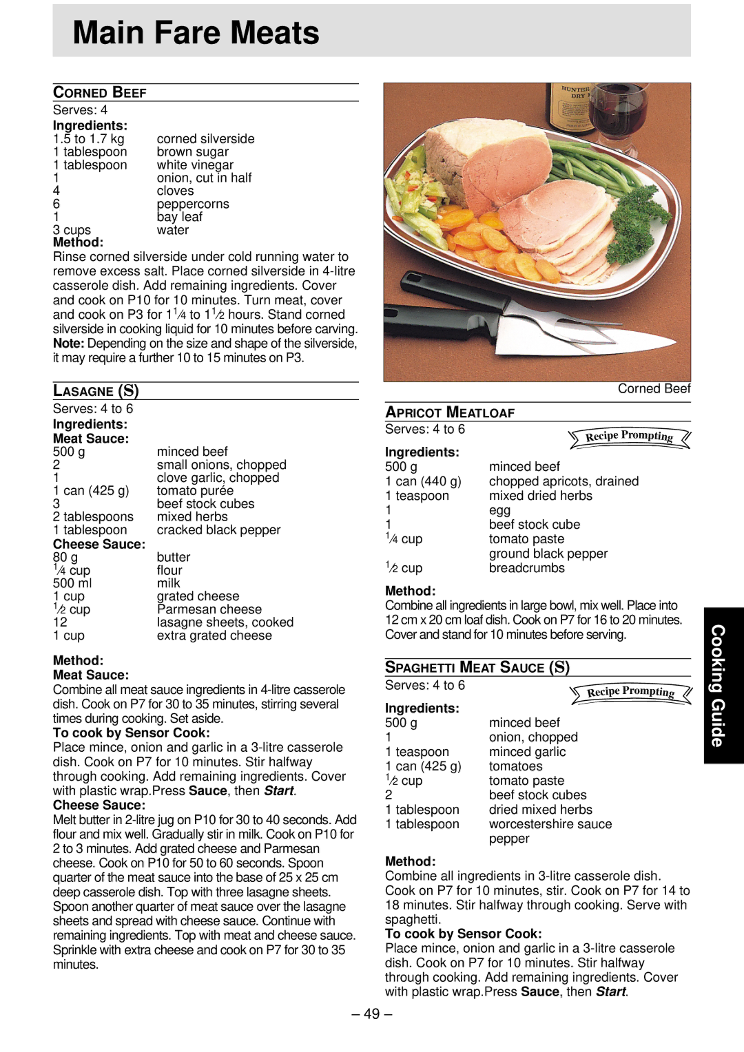 Panasonic NN-T791, NN-S761, NN-S781 manual Method Meat Sauce, Cheese Sauce 