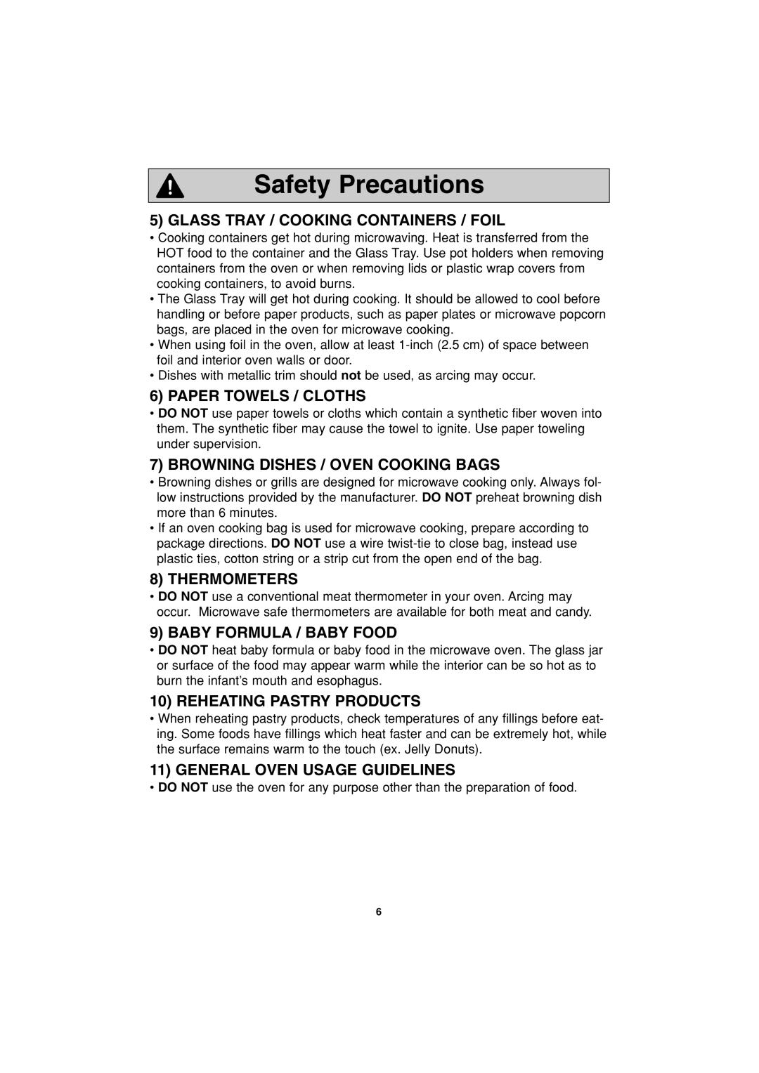 Panasonic NN-T793, NN-T993 operating instructions Safety Precautions 