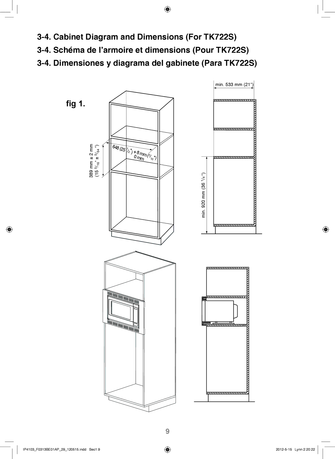 Panasonic NN-TK922S, NN-TK722S, NN-TK932S, NN-TK732S installation instructions IP4103F0313BE01AP29120515.indd Sec19 Lynn 