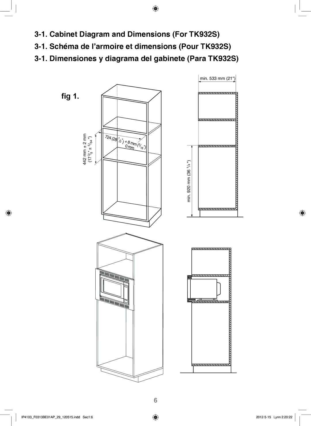 Panasonic NN-TK732S, NN-TK722S, NN-TK932S, NN-TK922S installation instructions 442 