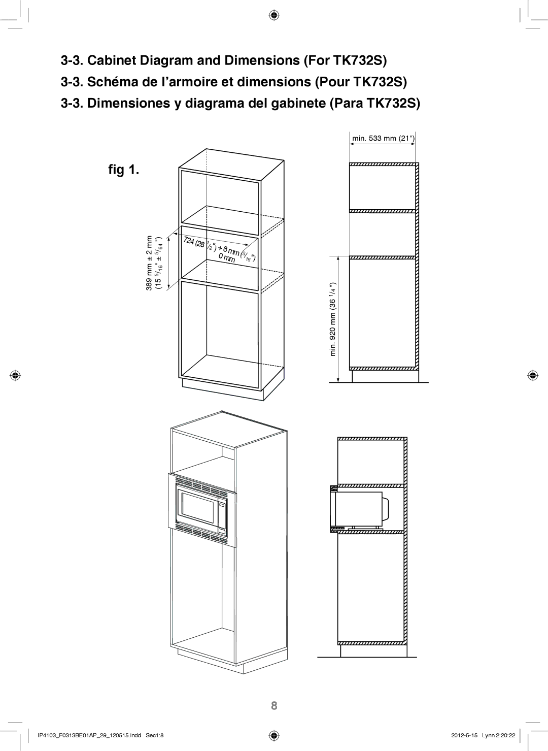 Panasonic NN-TK932S, NN-TK722S, NN-TK922S, NN-TK732S installation instructions ± ± 