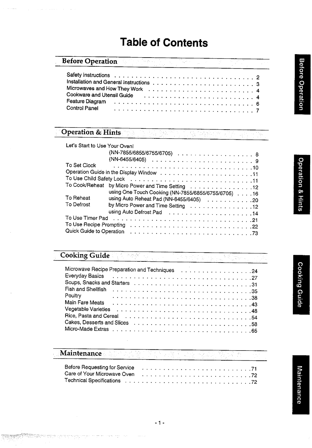 Panasonic NN6455 manual 