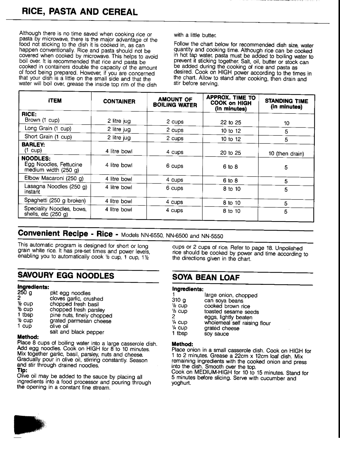 Panasonic NN6550 manual 