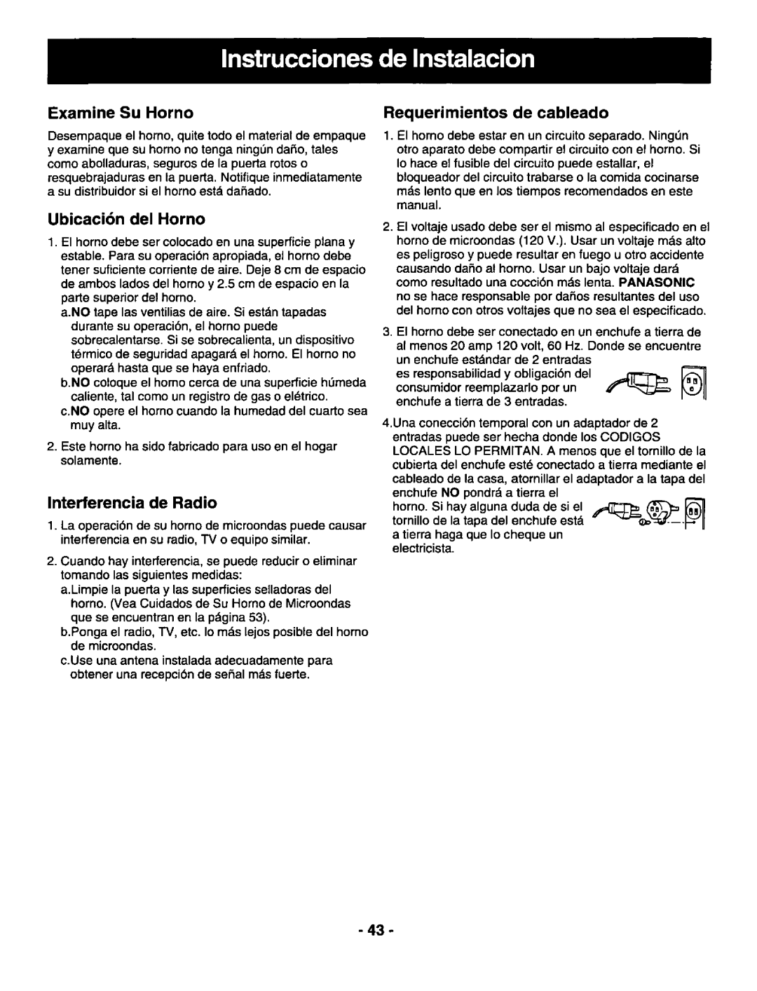 Panasonic NNS697 manual 