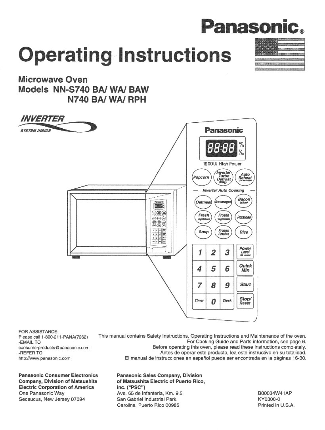 Panasonic NNS740BA manual 