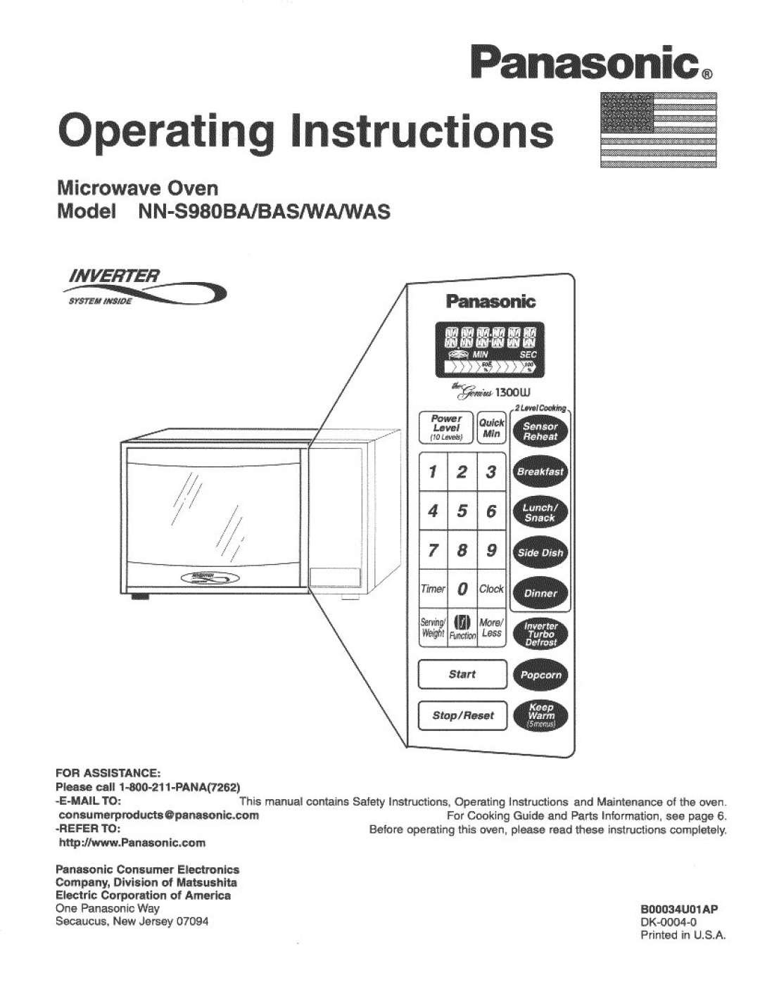 Panasonic NNS980BA manual 