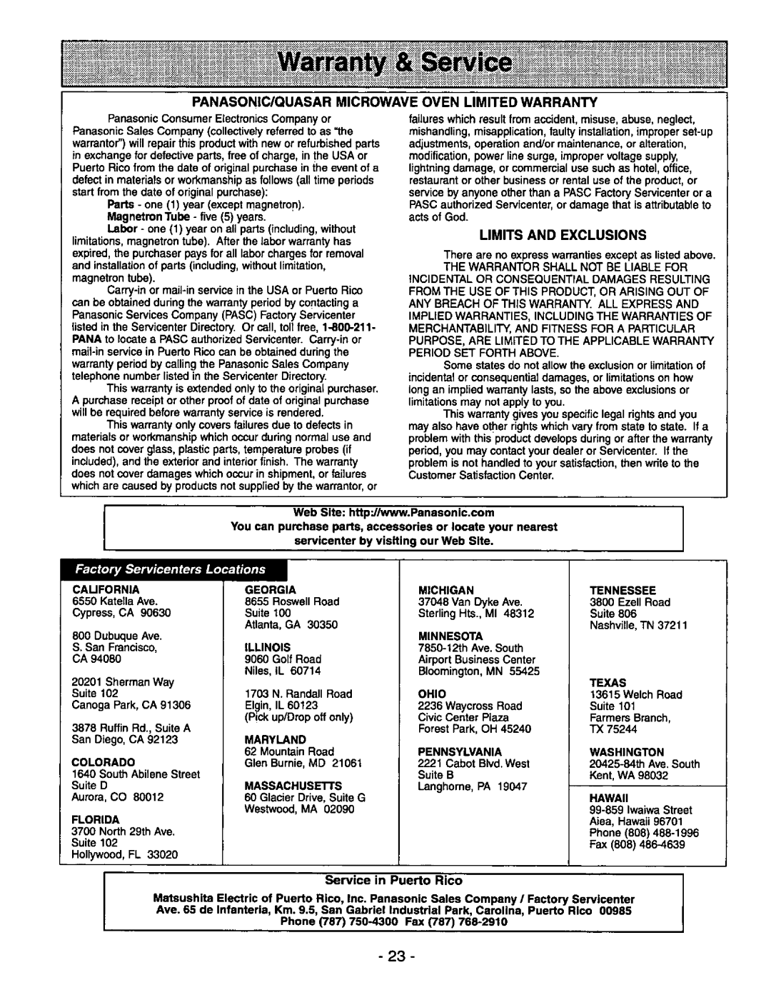 Panasonic NNS980BA manual 