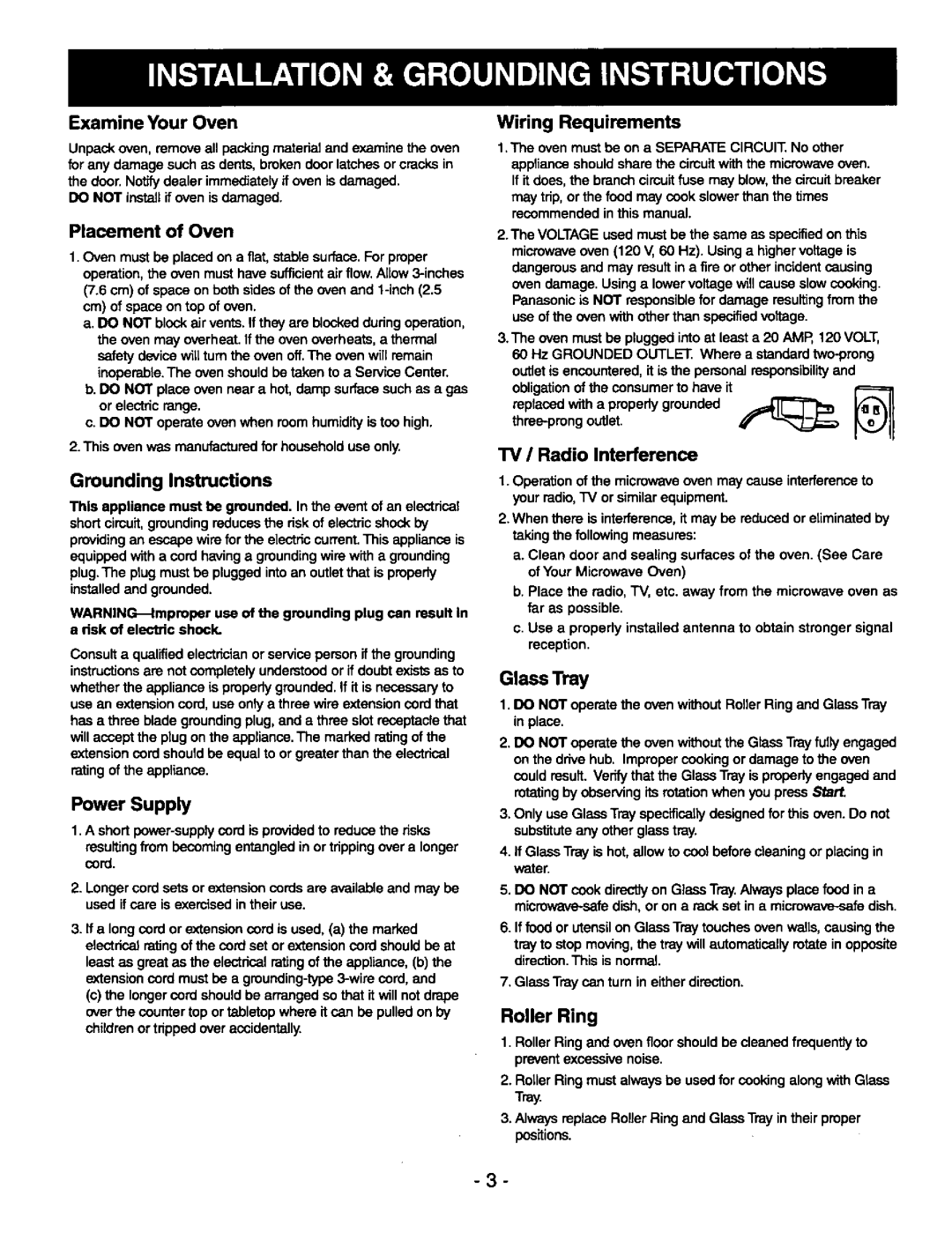 Panasonic NNS980BA manual 