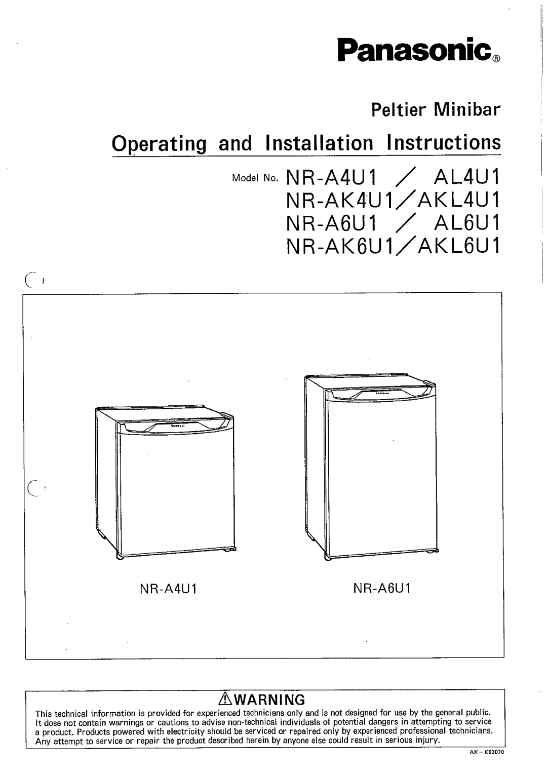 Panasonic NR-A4U1, NR-AK4U1 manual 